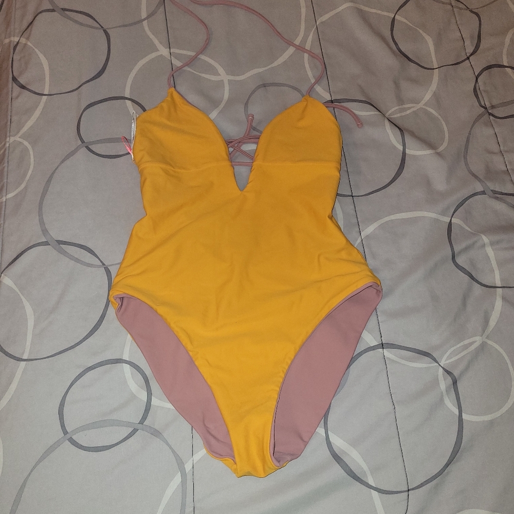 Elegant Mauve and Mustard Women's Swimsuit